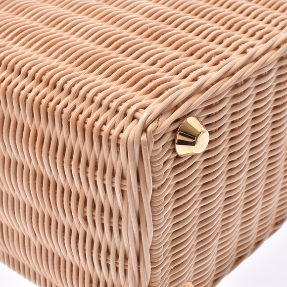 Prada Basket Brown Ivory White Wicker Canvas Bag - Picture 7 of 9